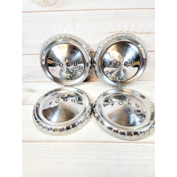 Vintage Ford Dog Dish Hub Caps Wheel Lug Cover Center Set of 4 OEM - Picture 1 of 16